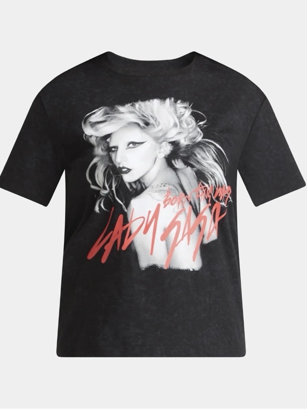 Women’s Official Lady Gaga Born This Way Graphic Tee Black with Red Scripting